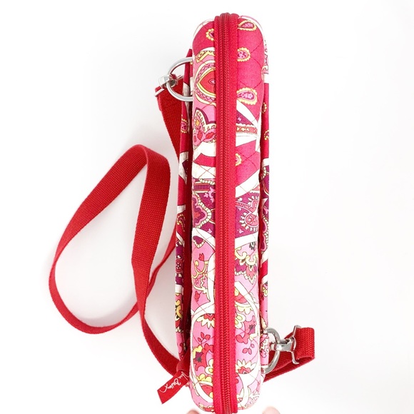 Vera Bradley IPad Crossbody Bag Red White Paisley - Picture 7 of 7